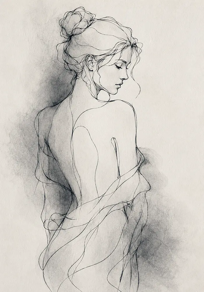 Graphite Essence Black And White Nude Drawing Graphite Museum Art Print