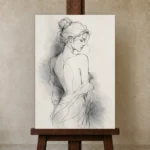 Premium Wall Art Dikey Html Edition – NUDE0826037 displayed on a studio easel