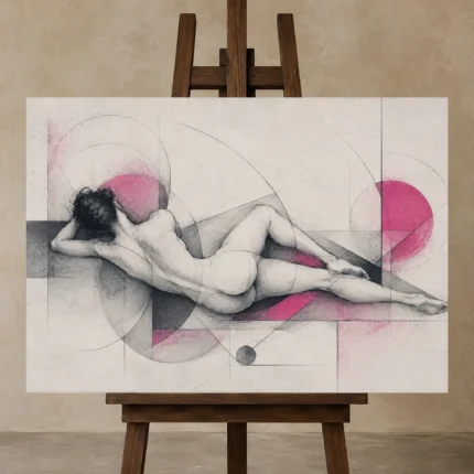 Premium Wall Art Yatay Html Edition – NUDE0826048 displayed on a studio easel