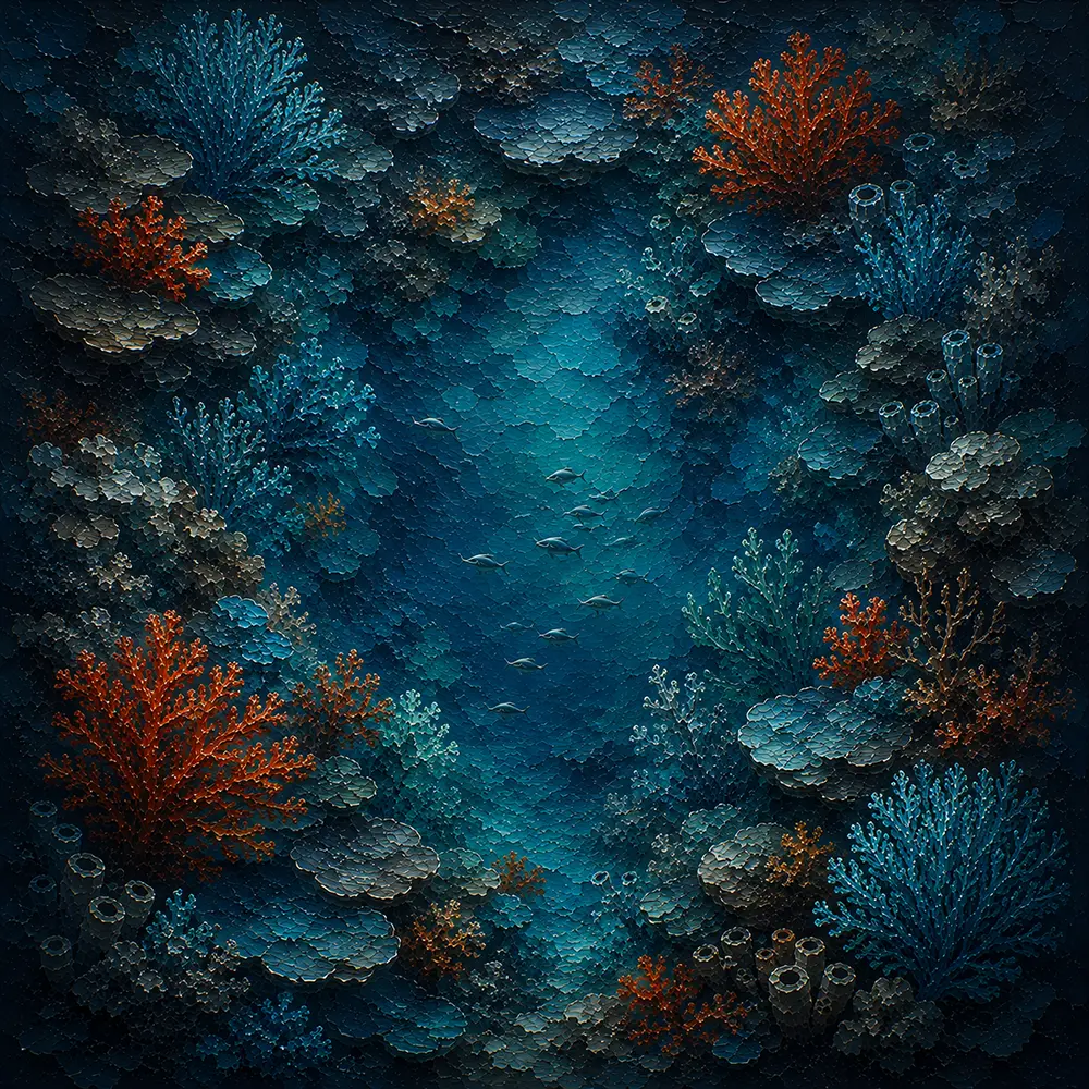 Abyss Garden Coral Reef Canvas Art Prussian & Rust Art Print