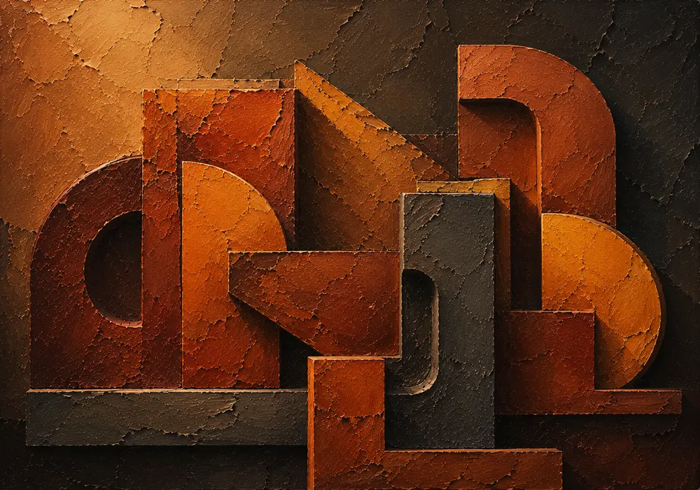 Amber Geometry Rust Clay Geometric Wall Art Honey Bronze Art Print