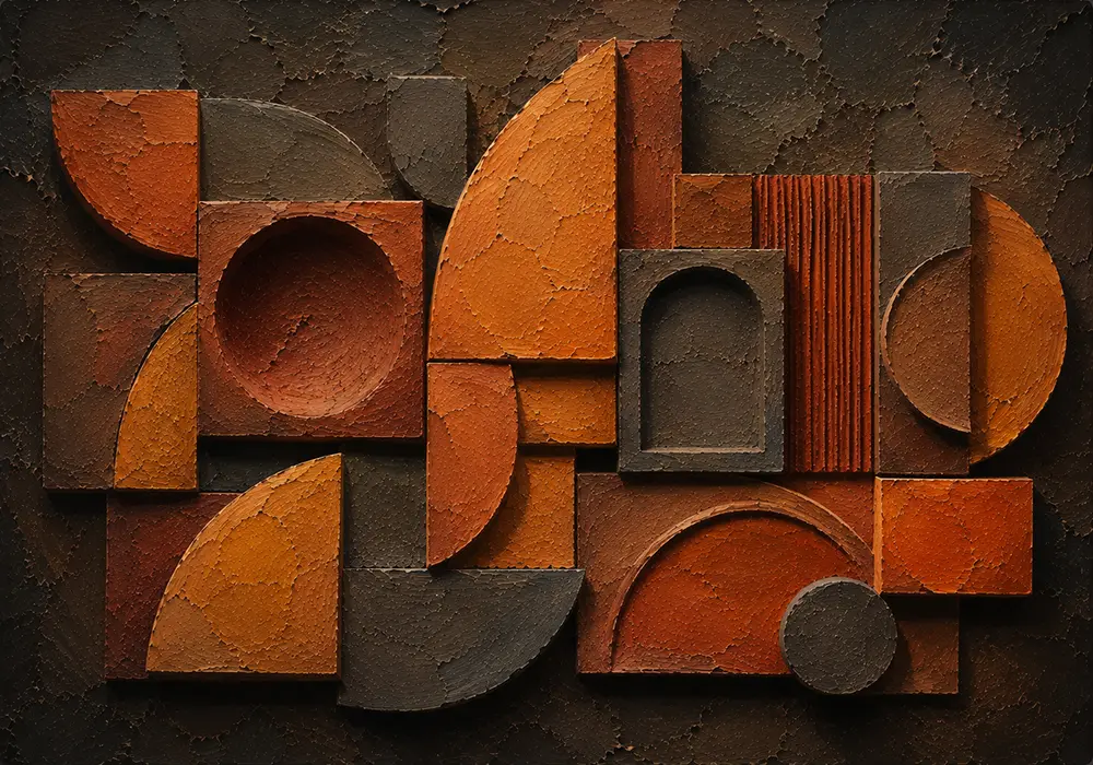 Bronze Matrix Rust Clay Geometric Wall Art Honey Bronze Art Print