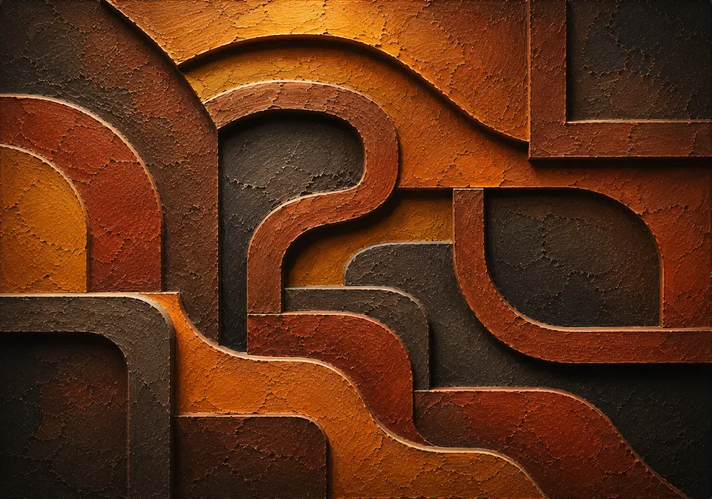 Desert Circuit Rust Clay Geometric Wall Art Honey Bronze Art Print