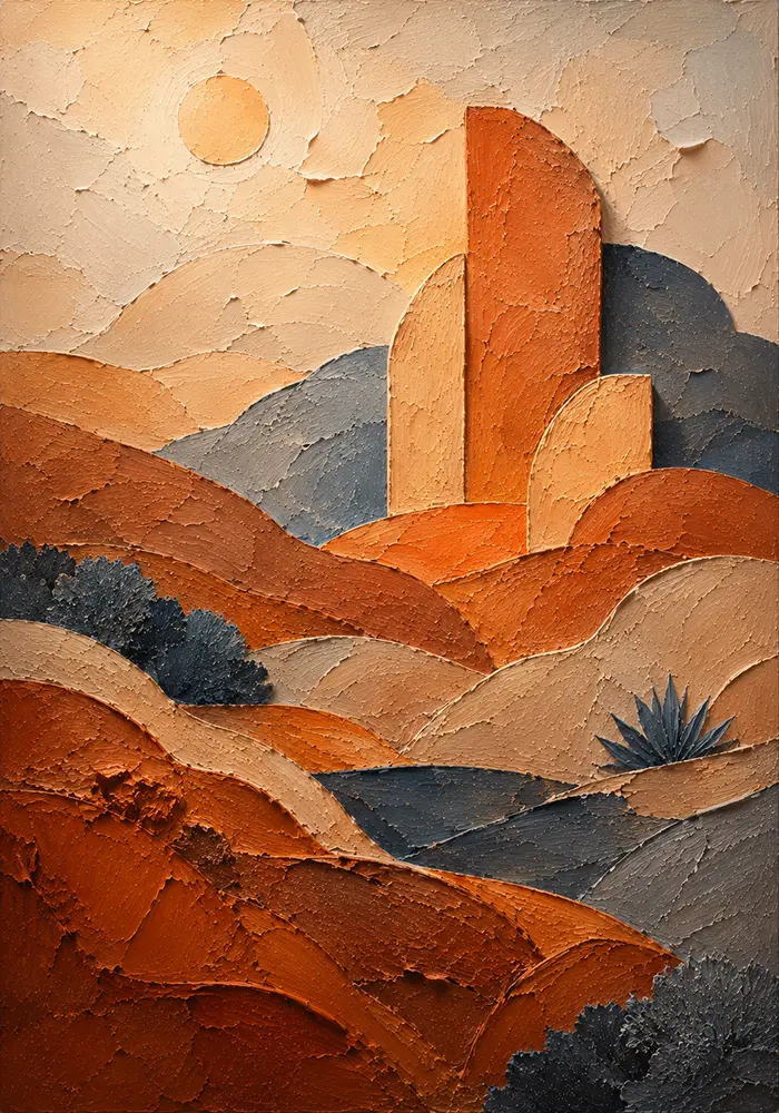 Apricot Terrain Earth Tone Canvas Art Apricot Modern Art Print