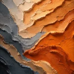 Apricot earth tone canvas art print featuring layered clay textures and mineral-inspired abstract formations for elegant interiors