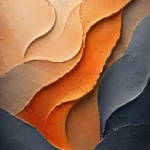 Apricot earth tone canvas art print featuring flowing clay-inspired forms and organic sculptural textures for elegant interiors