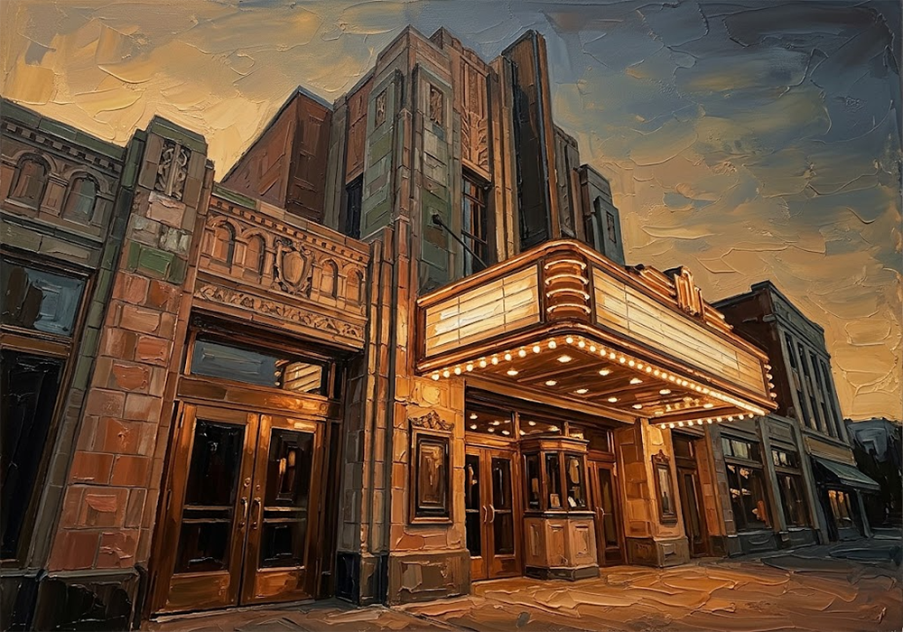 Copper Premiere vintage movie canvas Clay & Moss Art Print