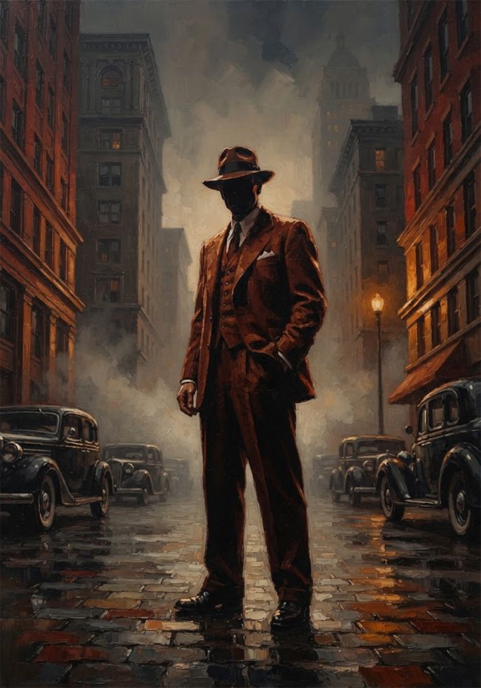 Crimson Syndicate Gangster Movie Wall Art Rust Red Gallery Art Print