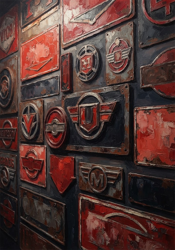 Crimson Workshop Vintage Metal Signs For Garages Crimson Noir Art Print