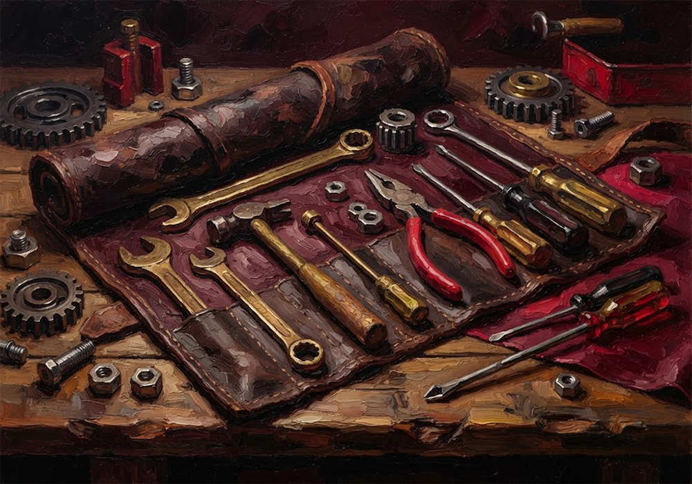 Antique Craft Classic Workshop Still Life Art Merlot & Antique Gold Art Print