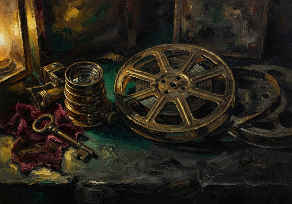 Golden Phantom Horror Movie Canvas Art Amber & Emerald Art Print