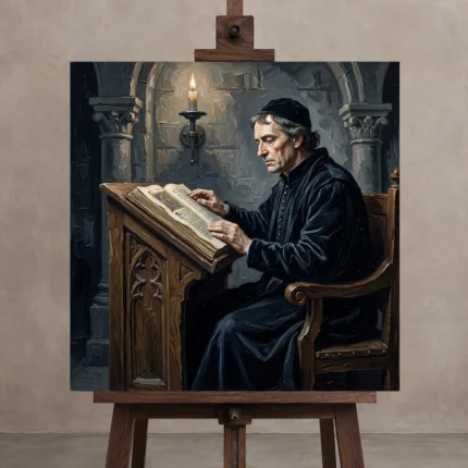 Premium Wall Art Kare Html Edition – DARKACADEMİA0826044 displayed on a studio easel