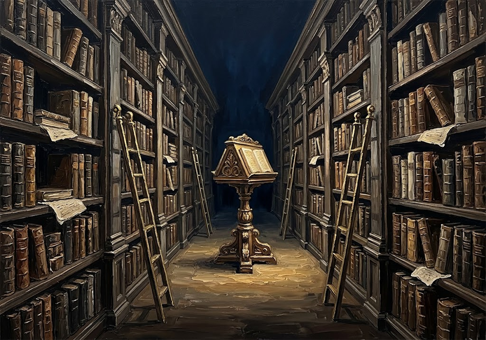 Forgotten Stacks Vintage Library Wall Art Espresso Gallery Art Print