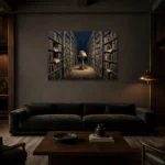 Premium Wall Art Yatay Html Edition – DARKACADEMİA0826046 shown in a warm modern interior