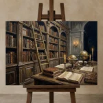 Premium Wall Art Yatay Html Edition – DARKACADEMİA0826048 displayed on a studio easel