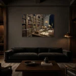 Premium Wall Art Yatay Html Edition – DARKACADEMİA0826048 shown in a warm modern interior