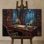 Premium Wall Art Yatay Html Edition – DARKACADEMİA0826055 displayed on a studio easel
