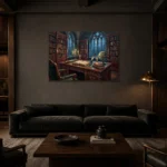 Premium Wall Art Yatay Html Edition – DARKACADEMİA0826055 shown in a warm modern interior