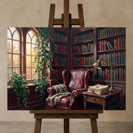 Premium Wall Art Yatay Html Edition – DARKACADEMİA0826057 displayed on a studio easel