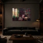 Premium Wall Art Yatay Html Edition – DARKACADEMİA0826057 shown in a warm modern interior