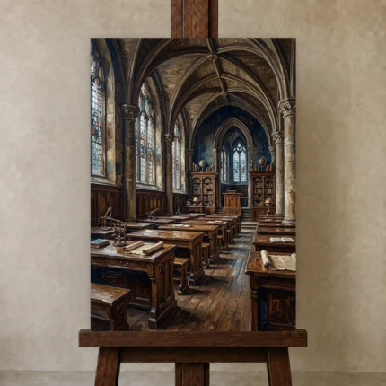 Premium Wall Art Dikey Html Edition – DARKACADEMİA0826061 displayed on a studio easel