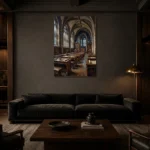 Premium Wall Art Dikey Html Edition – DARKACADEMİA0826061 shown in a warm modern interior