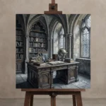 Premium Wall Art Kare Html Edition – DARKACADEMİA0826067 displayed on a studio easel