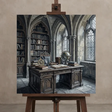 Premium Wall Art Kare Html Edition – DARKACADEMİA0826067 displayed on a studio easel
