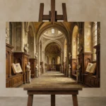 Premium Wall Art Yatay Html Edition – DARKACADEMİA0826070 displayed on a studio easel
