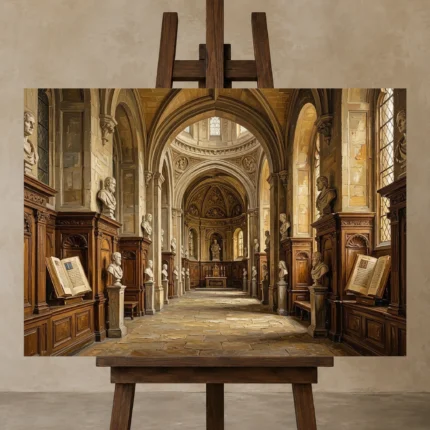 Premium Wall Art Yatay Html Edition – DARKACADEMİA0826070 displayed on a studio easel