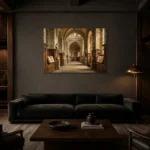 Premium Wall Art Yatay Html Edition – DARKACADEMİA0826070 shown in a warm modern interior