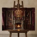 Premium Wall Art Yatay Html Edition – DARKACADEMİA0826077 displayed on a studio easel