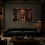 Premium Wall Art Yatay Html Edition – DARKACADEMİA0826077 shown in a warm modern interior