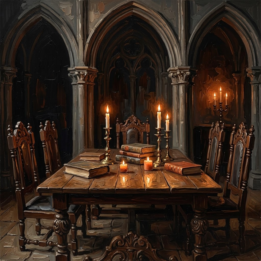 Ember Banquet Dark Academia Aesthetic Living Room Chocolate & Coral Art Print