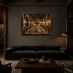 Premium Wall Art Yatay Html Edition – DARKACADEMİA0826082 shown in a warm modern interior