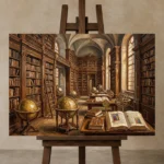 Premium Wall Art Yatay Html Edition – DARKACADEMİA0826083 displayed on a studio easel