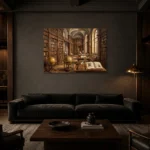 Premium Wall Art Yatay Html Edition – DARKACADEMİA0826083 shown in a warm modern interior
