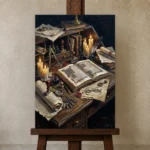 Premium Wall Art Dikey Html Edition – DARKACADEMİA0826087 displayed on a studio easel