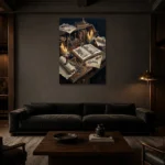 Premium Wall Art Dikey Html Edition – DARKACADEMİA0826087 shown in a warm modern interior
