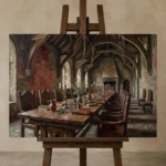 Premium Wall Art Yatay Html Edition – DARKACADEMİA0826088 displayed on a studio easel