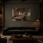 Premium Wall Art Yatay Html Edition – DARKACADEMİA0826088 shown in a warm modern interior
