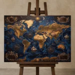Premium Wall Art Yatay Html Edition – DARKACADEMİA0826091 displayed on a studio easel