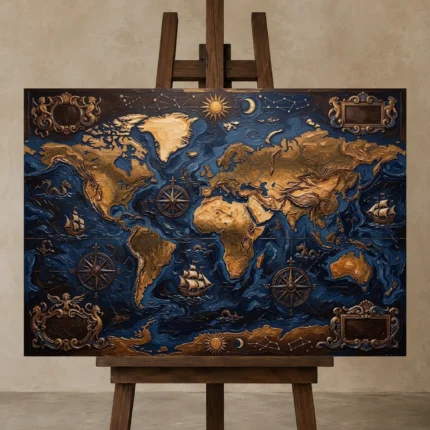 Premium Wall Art Yatay Html Edition – DARKACADEMİA0826091 displayed on a studio easel
