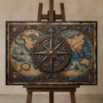Premium Wall Art Yatay Html Edition – DARKACADEMİA0826093 displayed on a studio easel