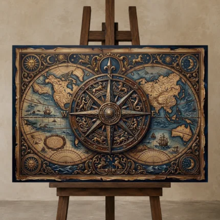 Premium Wall Art Yatay Html Edition – DARKACADEMİA0826093 displayed on a studio easel