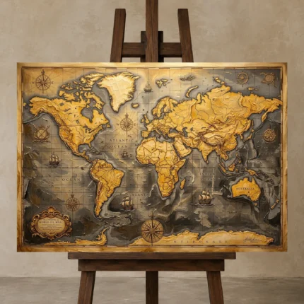 Premium Wall Art Yatay Html Edition – DARKACADEMİA0826094 displayed on a studio easel