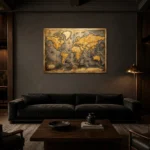 Premium Wall Art Yatay Html Edition – DARKACADEMİA0826094 shown in a warm modern interior