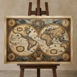 Premium Wall Art Yatay Html Edition – DARKACADEMİA0826096 displayed on a studio easel