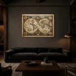 Premium Wall Art Yatay Html Edition – DARKACADEMİA0826096 shown in a warm modern interior