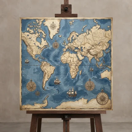 Premium Wall Art Kare Html Edition – DARKACADEMİA0826103 displayed on a studio easel